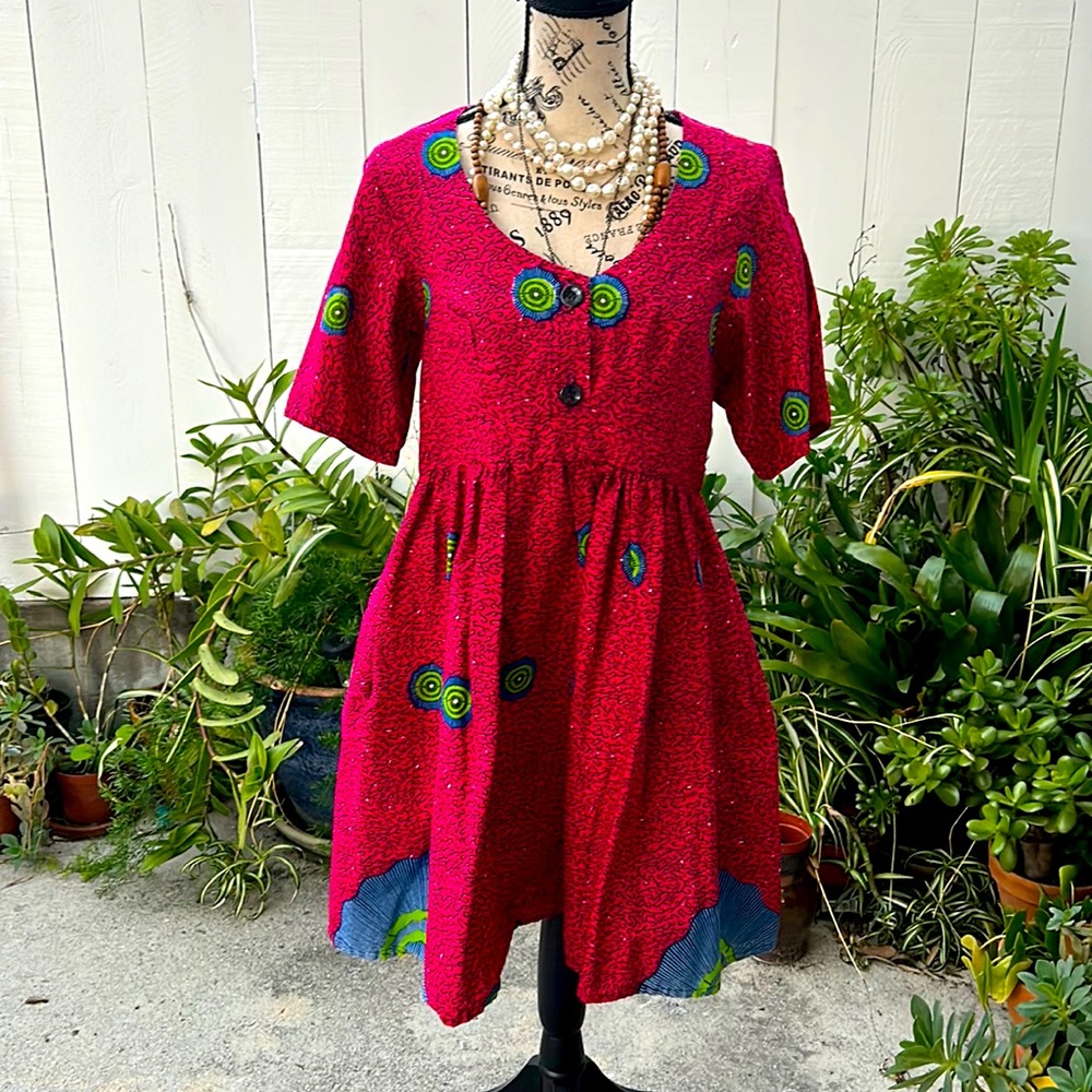 Fun African print play dress 100% cotton